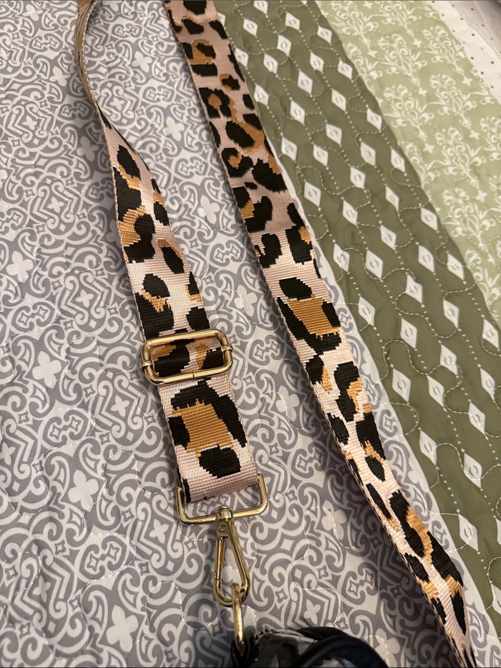 Clear Crossbody Bag with Leopard Print Strap - Black Trim - Picture 7 of 7